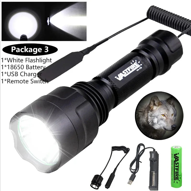lampe torche rechargeable led noire anti glisse 5w rouge vert camping