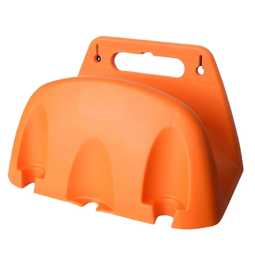 support mural tuyau arrosage rangement jardin noir orange fonctionnel fixations trou vis plastique