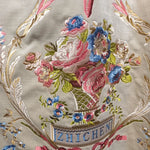rideaux floral brodés velours beige rose classiques rubans dorés translucides 200x250cm