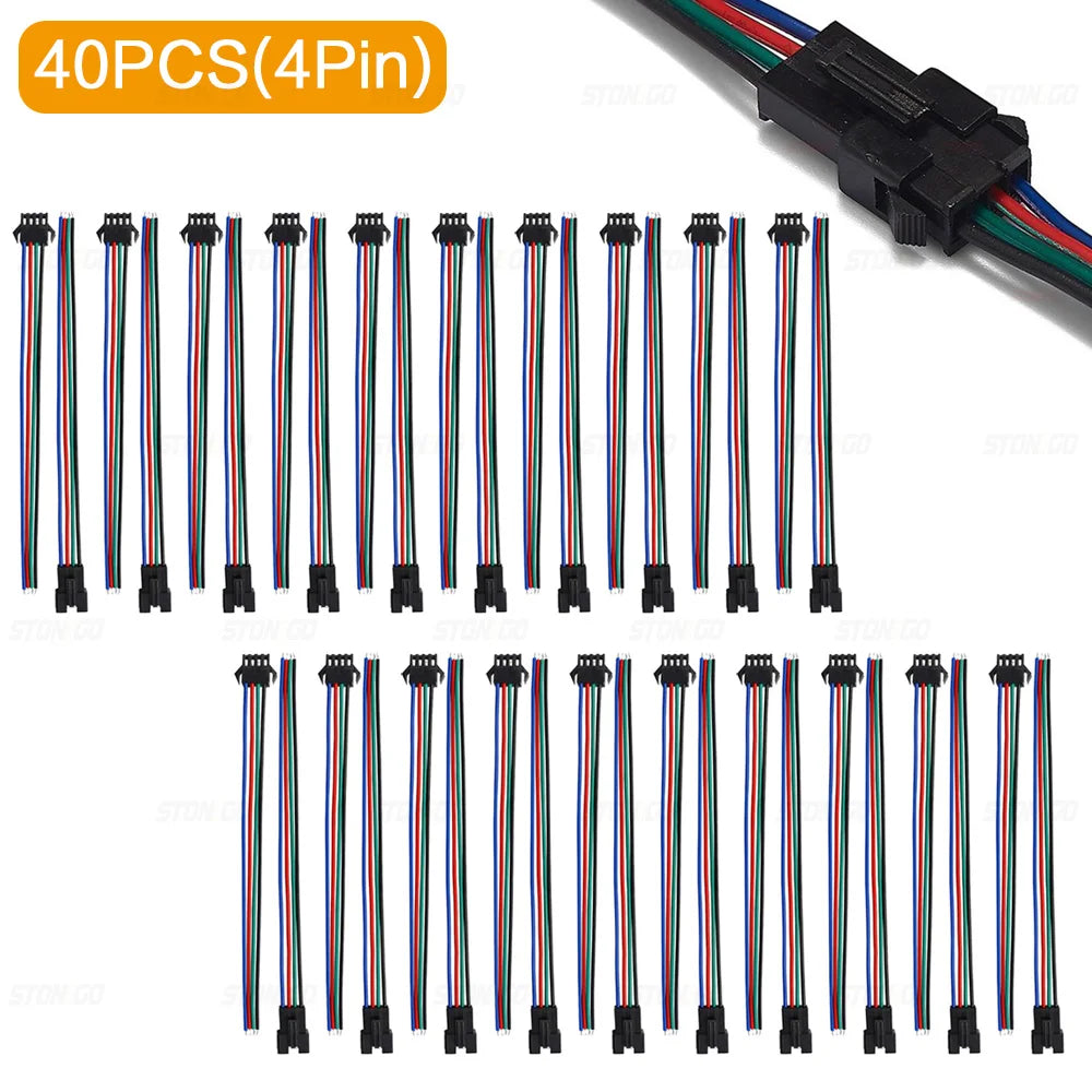 câbles électrique connecteurs mâle femelle 24v 2pin 3pin 4pin 5pin noir rouge vert