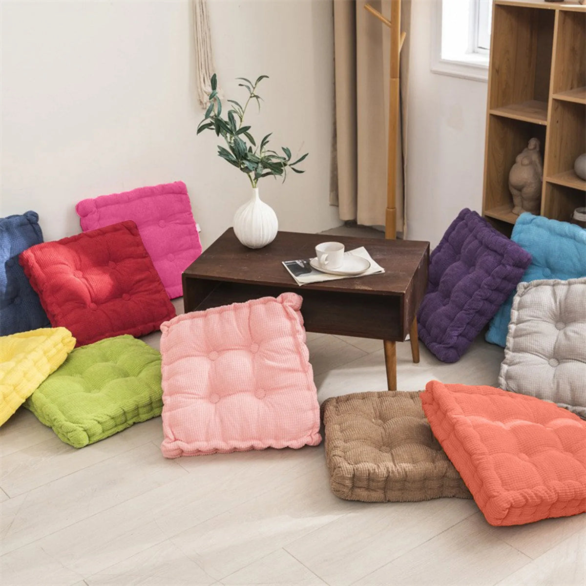 coussin carré coton épais couleurs modernes siège anti décubitus massage mémoire mousse PU polyester