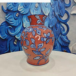 vase orange rose vert jaune fleurs bleues classique décoration maison hydroponique arrangement fleurs