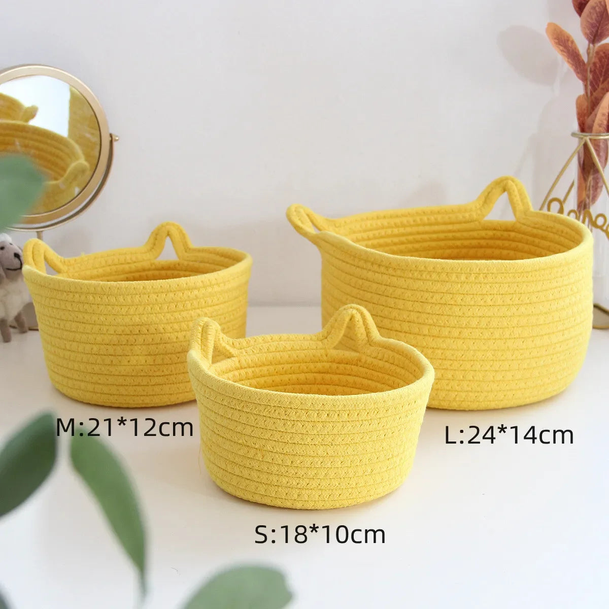 panier rangement tissu poignées cosmétiques petits objets moderne
