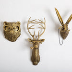 pendentif tête cerf doré résine décorative moderne fourrure chaîne accessoire mur fixations