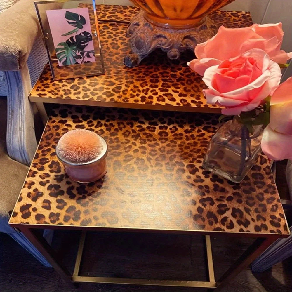 papier peint auto adhésif motif léopard moderne résistant l'humidité sans formaldéhyde table commode chambre