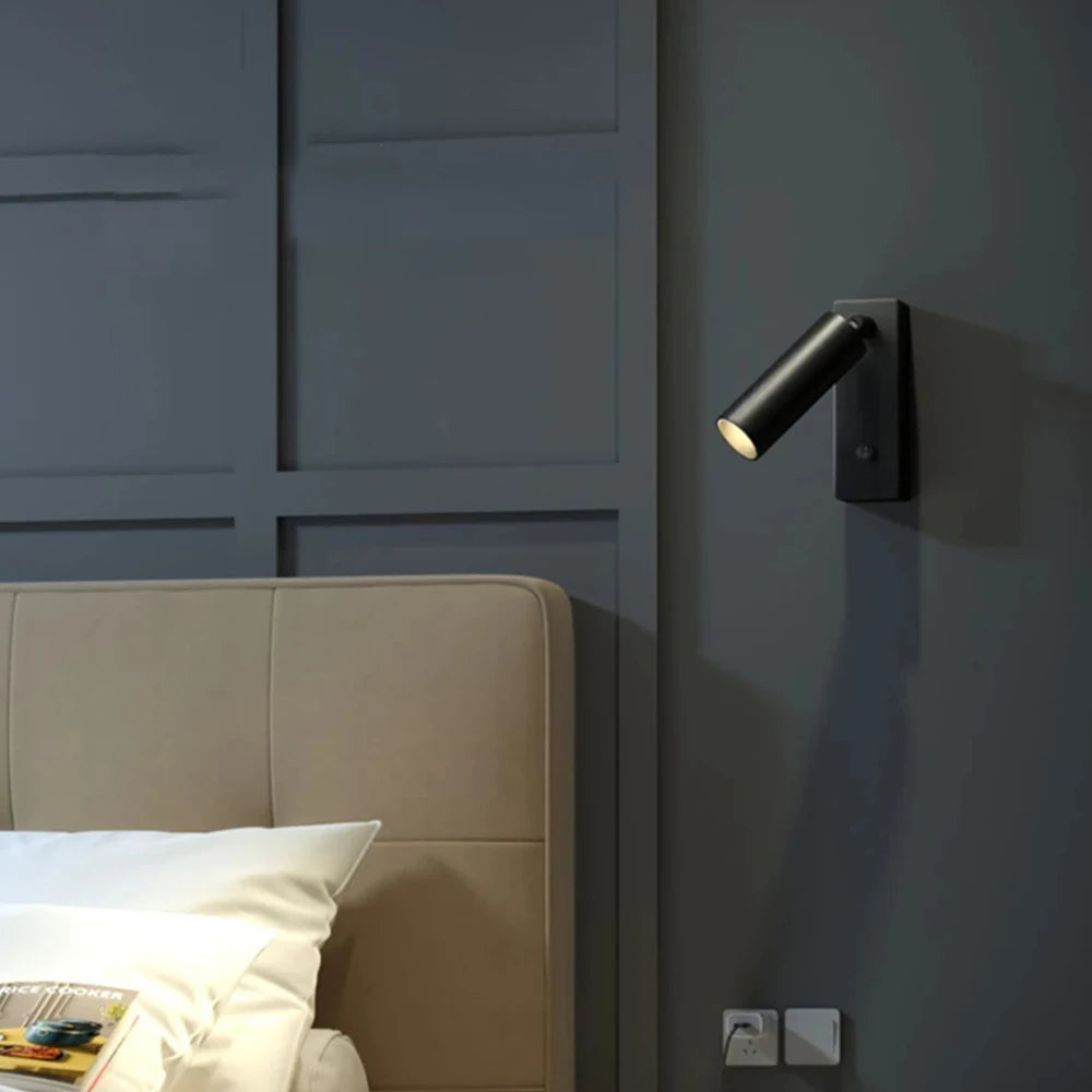 lampe murale orientable moderne noir blanc 5W LED 3000K chambre entrée