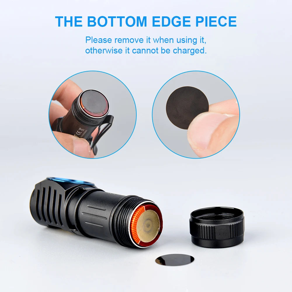 lampe torche noire aimantée led 180 degrés batterie incluse modérne texturé