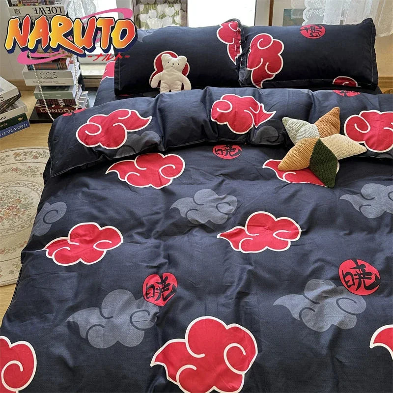 housse couette flanelle noir rouge nuages stylisés motifs circulaires taies d'oreiller oreiller coussin décoratif