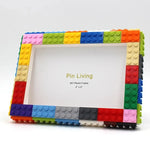 cadre photo diy briques lego ludique coloré enfantin rouge jaune bleu vert violet orange
