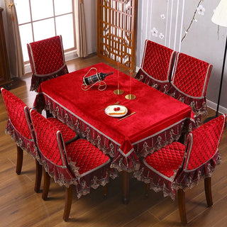 housses chaise velours texturé motif losange festons multicolore protection esthétique traditionnelle festive