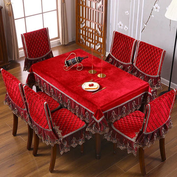 Housse de chaise élastique jacquard rouge pour salle à manger