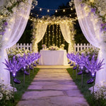 décoration jardin plante artificielle lumineuse violet feuilles fines moderne LED solaireextérieur balcon fête mères