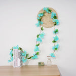 guirlande florale artificielle fleurs soie couleurs bleu vert rose blanc intérieur décoration romantique champêtre