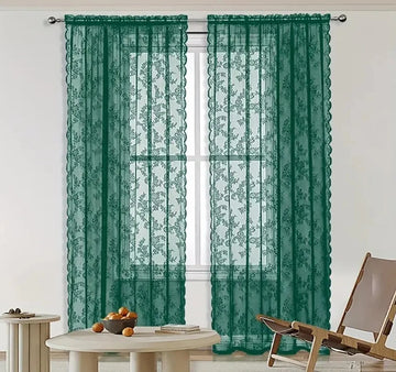 rideau vert dentelle polyester semi transparent classique 140x114cm 140x183cm 140x213cm 140x244cm