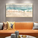 tableau abstrait paysage marin moderne toile bleu blanc nuages sans cadre