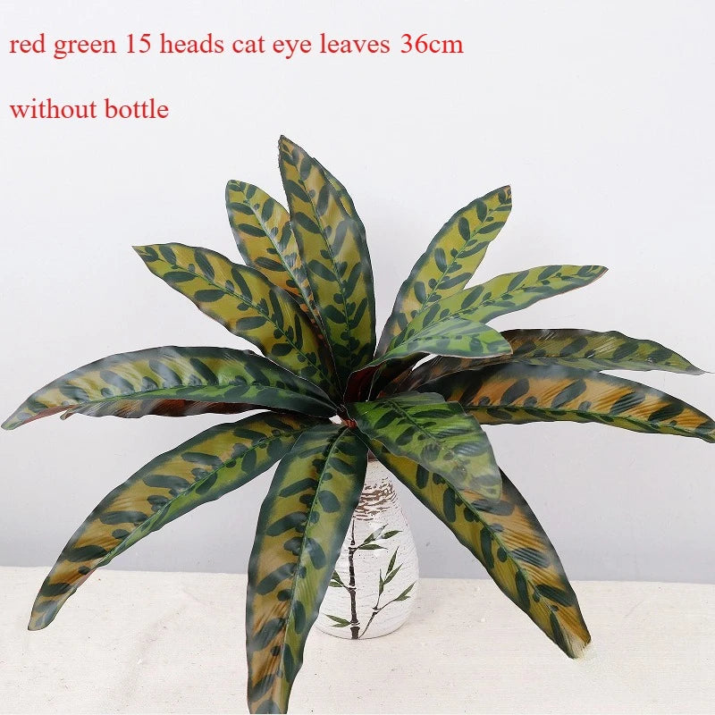plantes artificielles vertes feuilles décoratives intérieur moderne minimaliste rouge blanc marron motifs végétaux
