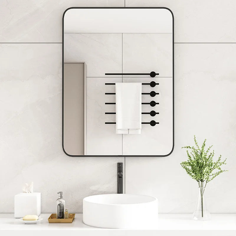 miroir moderne rectangle noir cadre aluminium éclairé sans perçage 30x40cm or champagne