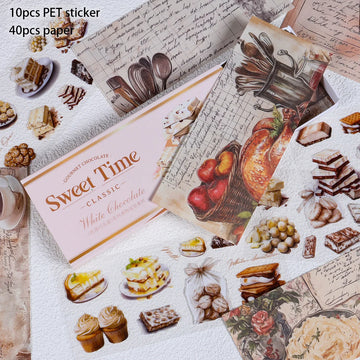 autocollants imprimés chocolats fruits classiques vert blanc rose marron opaques artisanat bricolage