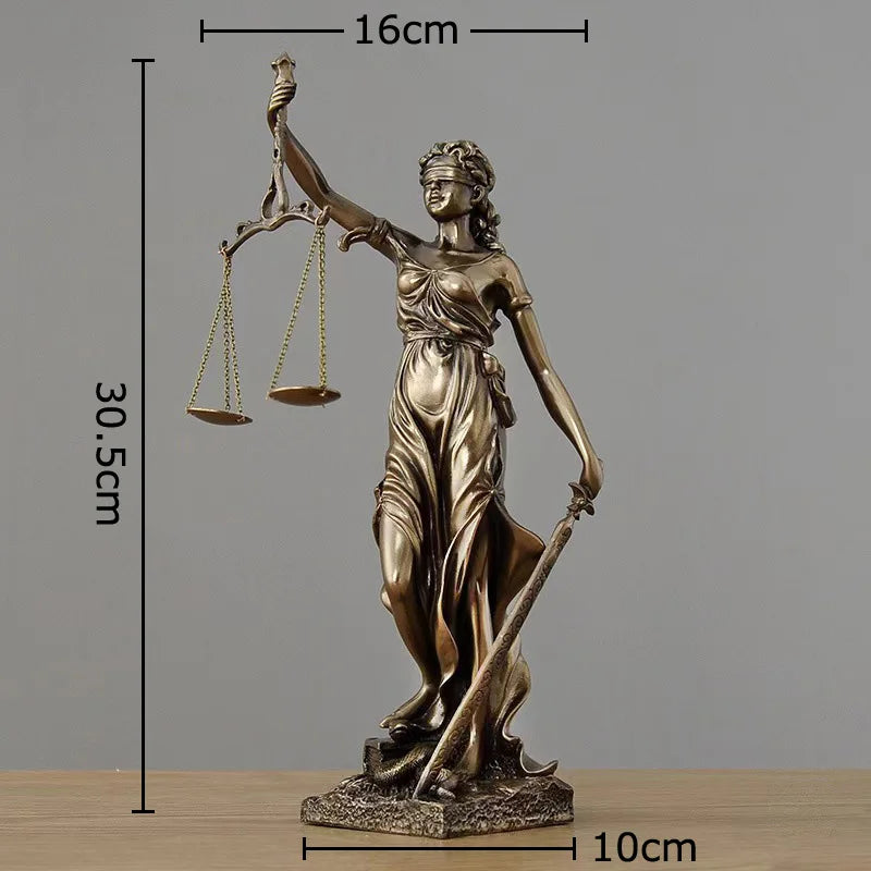 statue justice résine bronze doré décoration classique balance épée livre moderne chambre