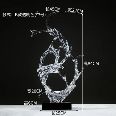 sculpture moderne vague océan transparent bleu clair abstraite décoration intérieure maison salon