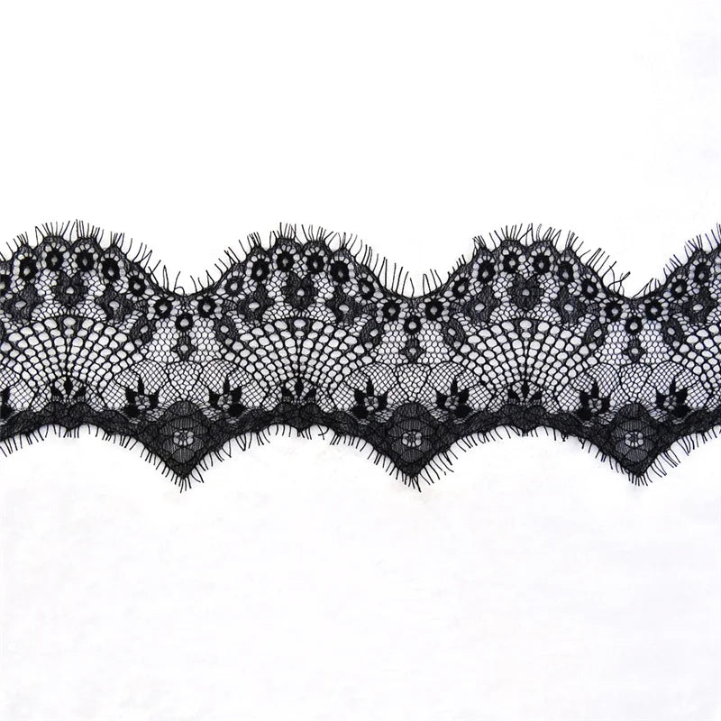 dentelle polyester blanc noir 10cm largeur mariage décoration classique fleurs points franges