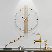 horloge murale or noir blanche moderne 60cm métallique minimaliste aiguilles dorées