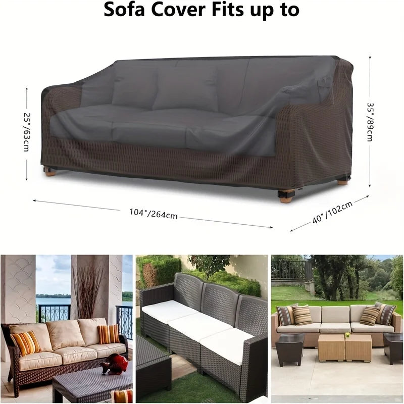 Housse canapé extérieure polyestère noire moderne poche poignée adjustable ventilation