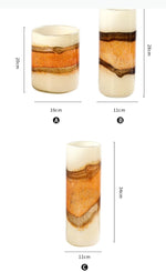 vase moderne translucide blanc crème orange marron décoration tablebranches baies texturées