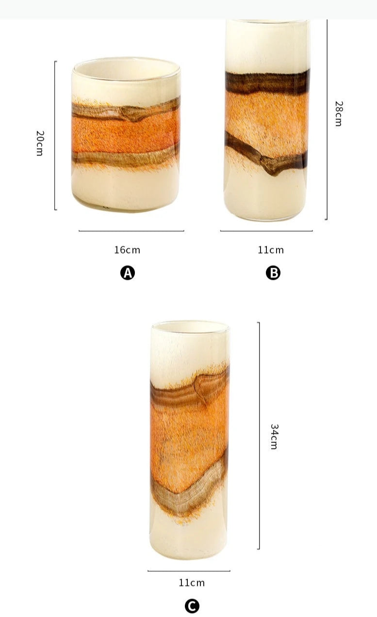 vase moderne translucide blanc crème orange marron décoration tablebranches baies texturées