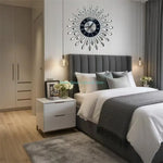 horloge murale moderne floral noir argenté élégante sans tic tac salon