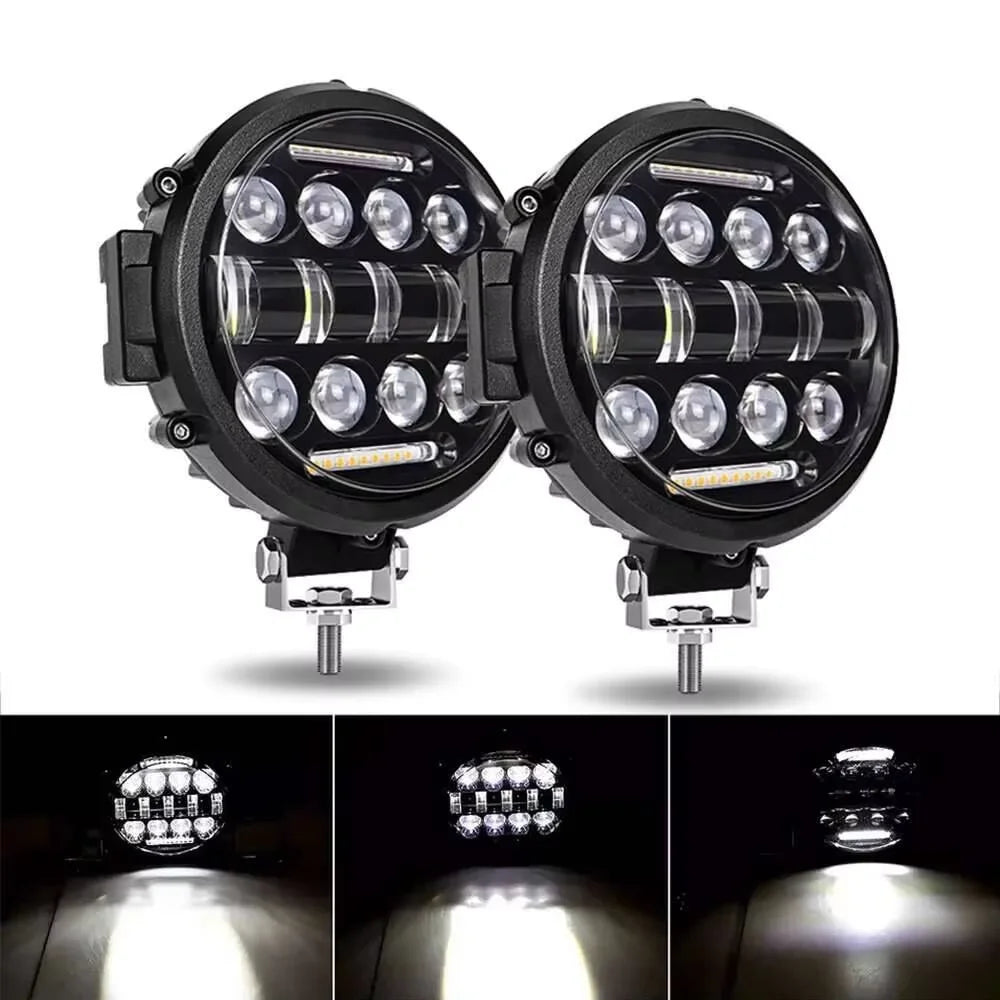projecteur led phare noir ribbed moderne vis fixé 12v 24v antibrouillard éclairage routier haute