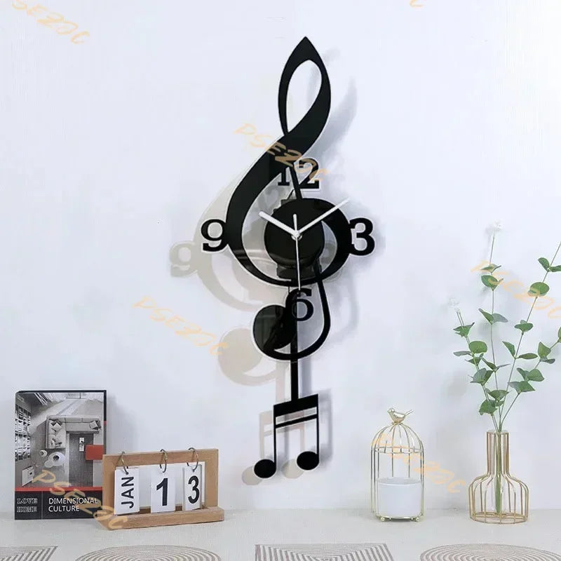Horloge murale design moderne pour salon en noir