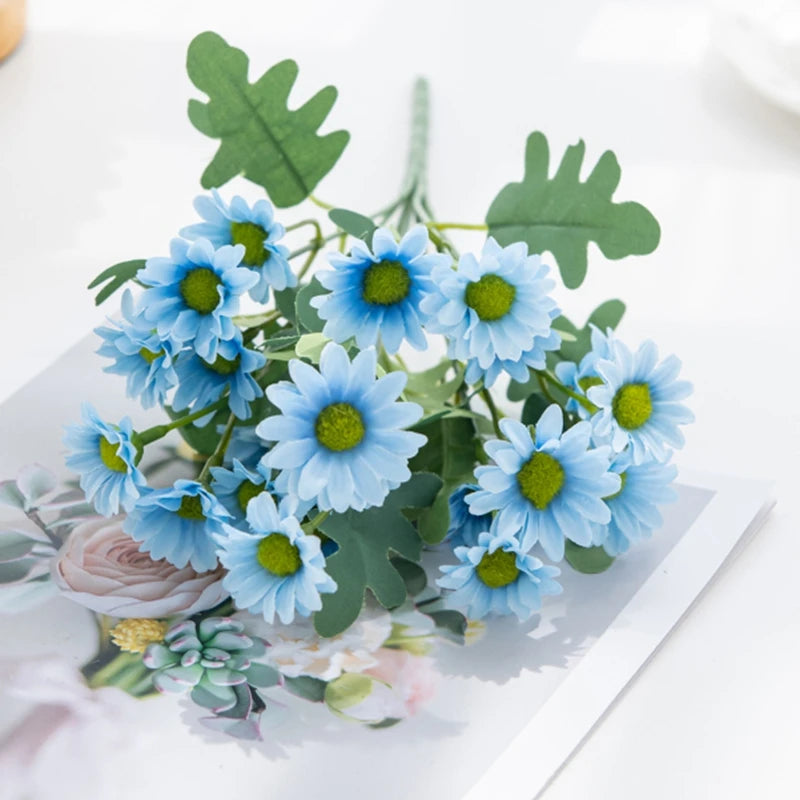 bouquet marguerites artificielles soie décoration mariage anniversaire intérieur moderne minimaliste orange blanc rose jaune
