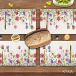 tapis table moderne floral multicolore blancs variés thème saisonnier 45x30cm