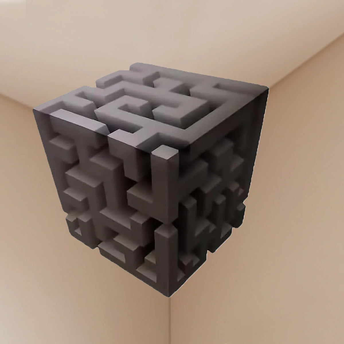 décoration murale 3d cube labyrinthe moderne adhésif gris noir illusion optique