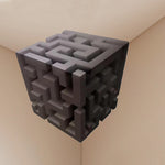 décoration murale 3d cube labyrinthe moderne adhésif gris noir illusion optique