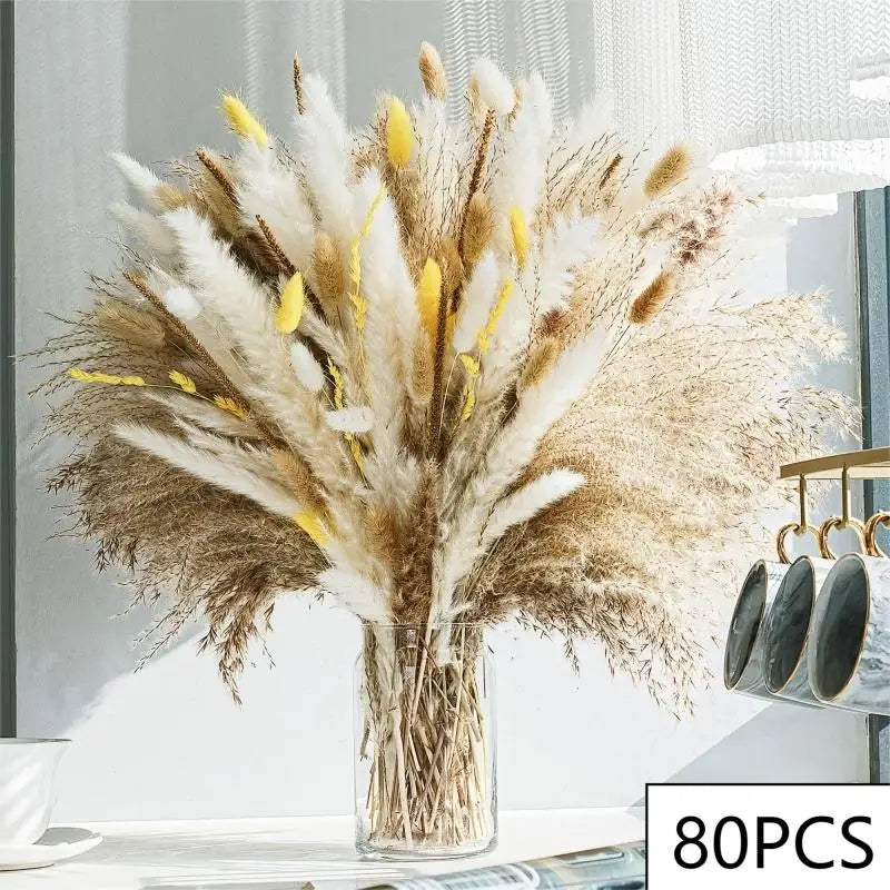 décoration mariage bouquet pampas séché plumes naturelles rustiques anniversaire baby shower festive arrangement