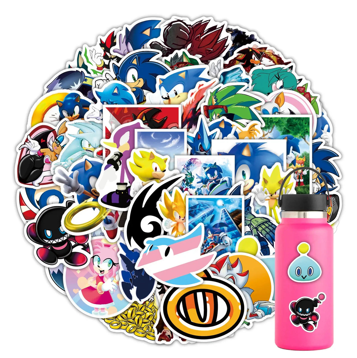 autocollant mural 3d sonic hérisson amis stickers deco chambre enfant pvc bleu