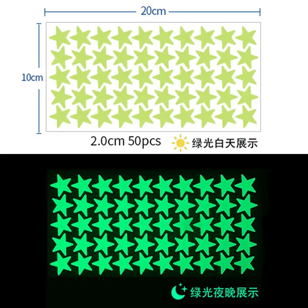 sticker lumineux étoiles vert fluo moderne adhésif chambre enfant décoration mur pièce
