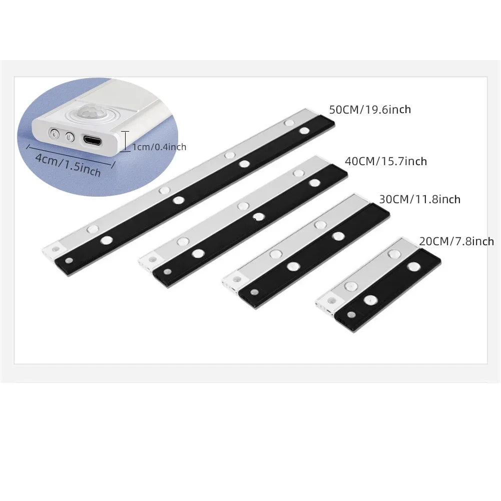 lampe led rechargeable détecteur mouvement adhésif 20cm 30cm 40cm 50cm blanc neutre moderne