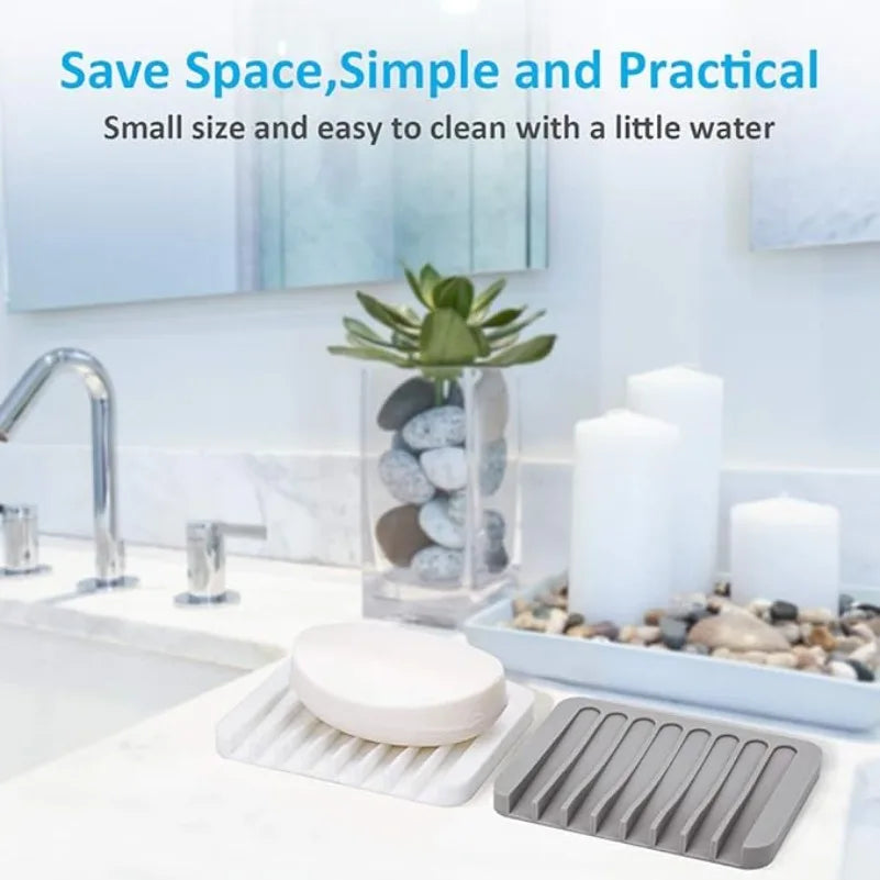 support savon silicone blanc gris rayures moderne facile nettoyer douche salle bain