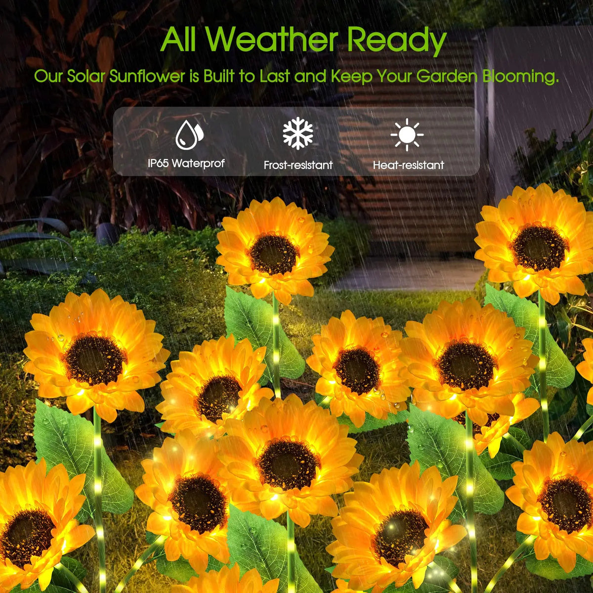 fleur artificielle solaire jaune tournesol moderne extérieur piquet métallique led nocturne jardin noël