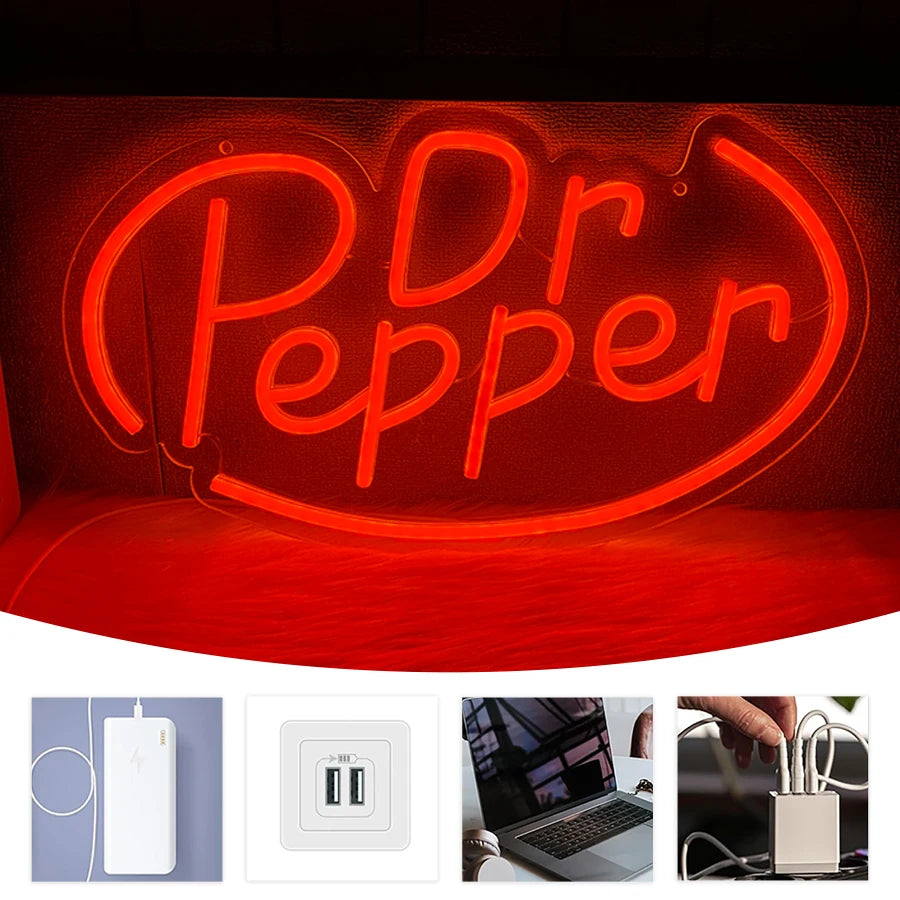 enseigne néon burger kebab pizza dr pepper hot moderne rétro cuisine affaires