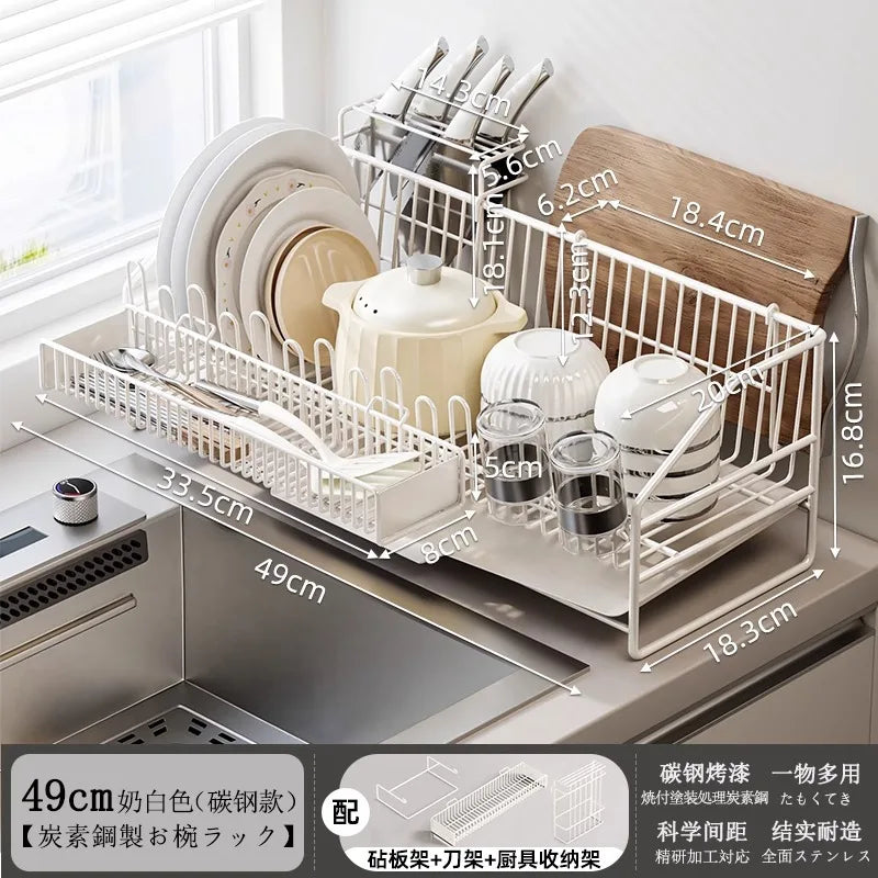 égouttoir vaisselle acier inoxydable moderne assiettes tasses cuillères couverts support cuisine respectueux environnement multifonctionnel