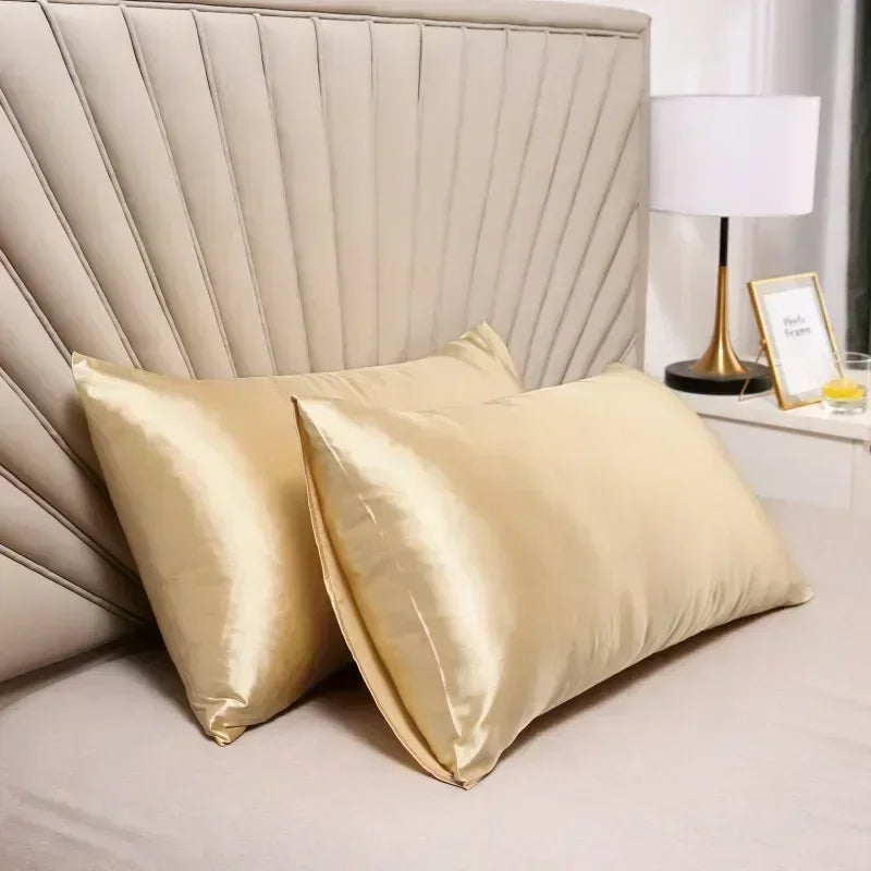 housse taies oreillers lit polyester coton élégante satinée gris rose blanc doré marine non