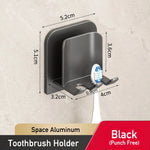 distributeur dentifrice mural gris métallisé moderne adhésif embout dégagement minimaliste