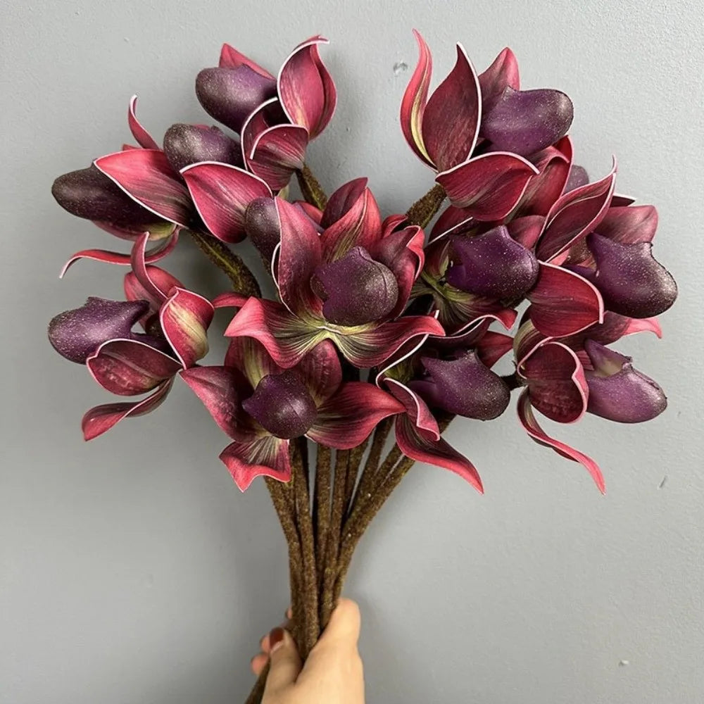 décoration intérieure orchidée artificielle branche feuilles vertes pétales colorées naturelle maison festive