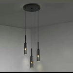 lumière suspendue moderne minimaliste métal noir gris doré abat jour translucide filament apparent/epl/pl