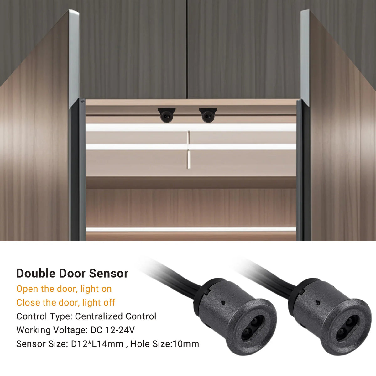 capteurs mouvement lumière noir adhésifs modernes sensor pir touch main partition double porte