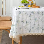 nappe table fleurs blanche verte beige bordure dentelée classique romantique extérieur